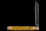 Folding Knife With Inlaid Fossiliferous Ironstone #127599-1